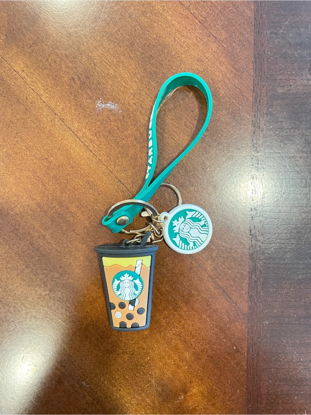 Starbucks Teal Wrist Strap Bubble Tea Charm Keychain